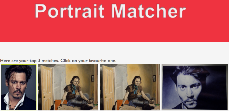 screenshot of the portrait matcher demo page